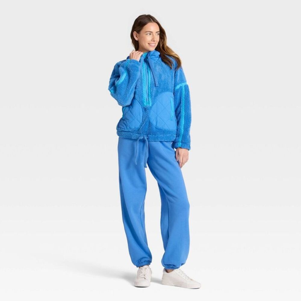 Women's Contrast High Pile 1/2 Zip Jacket - JoyLab Vibrant Blue XS - Picture 3 of 3